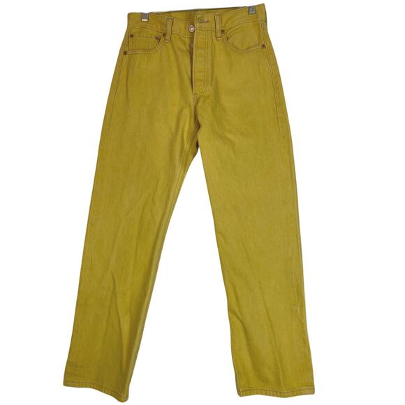 Levis 501 Jeans Men's 30X30 (actual 28x27") Yellow Denim Button Fly Straight Leg - Picture 1 of 8
